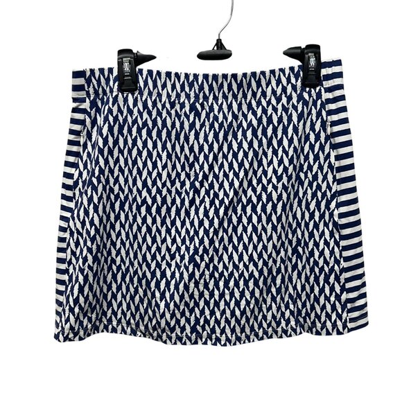 J.McLaughlin Blue & White Patterned Skort L Nylon/Spandex Stretch Fabric - Picture 1 of 8